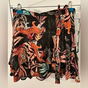 Tiger print mini ruffle skirt